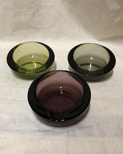 3 schräge Kugel MCM einzelne Glas Aschenbecher Rauch Jade Amethyst EUC - Bild 1 von 12