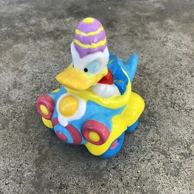 DISNEY ENESCO CERAMIC DONALD DUCK FIGURINE IN CAR Racing - Image 1 of 4