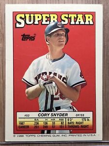 1988 Topps Stickers #53 Cory Snyder Super Star Backs