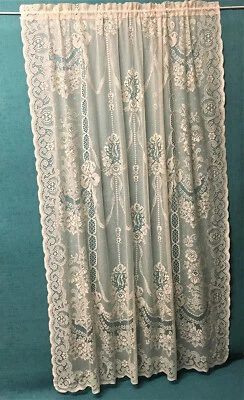 Panel de ventana de encaje clásico Ayshire marfil mezcla de algodón 60" x 85" dormitorio de sala Foto 1 de 4