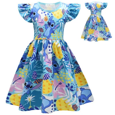 Lilo & Stitch Cartoon Dress Girls Princess Dresses Baby Ruffle Sleeveless Dress - Image 1 of 4