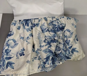 Ralph Lauren Elsa Blue Floral Queen Size Bed Skirt Dust Ruffle - Picture 1 of 5