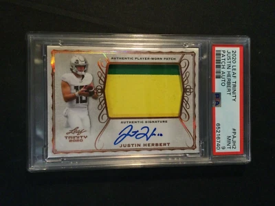 PSA 9 2020 Leaf Trinity #PA-JH2 Justin Herbert Patch Autograph Oregon Chargers - Image 1 of 3