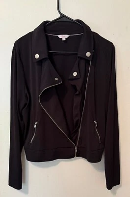 CANDIES Women Size Small Polyester Spandex Black Moto Jacket Zippers - Image 1 of 3