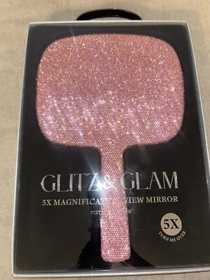 Espejo de estrás rosa brillante y glamour Tiktok viral bling Foto 1 de 2