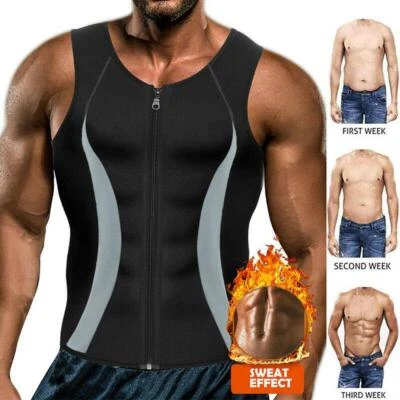 Men Sauna Sweat Vest Body Shaper Thermo Waist Trainer Gym Workout Tank Top Shirt - Image 1 of 4
