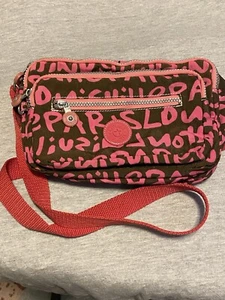 Kipling Messenger Travel Crossbody Bag passport Pinks Brown 7 Pockets - Picture 1 of 18