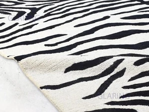 Animal print wool area rug | modern area rug in black & white - Picture 1 of 8