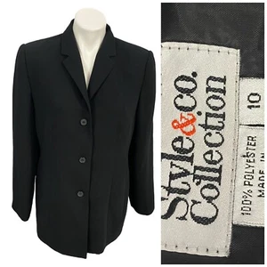 Style & Co Blazer Womens Size 10 Black Longer Line Work Office Casual Career - Picture 1 of 13