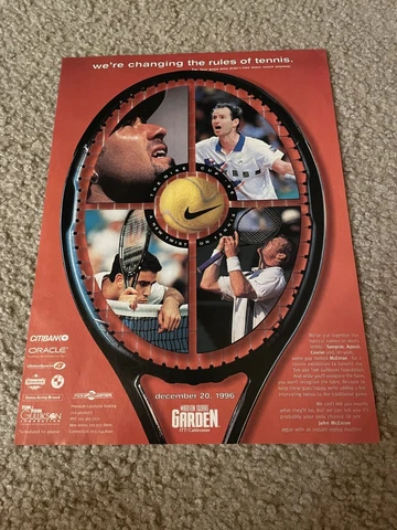 Vintage 1996 NIKE CUP '96 TENNIS Poster Print Ad 90s MSG ANDRE AGASSI MCENROE Cover