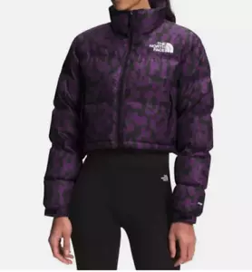 EUC THE NORTH FACE RETRO NUPTSE 700 DOWN PUFFER CROPPED JACKET BLACK PURPLE M - Bild 1 von 12