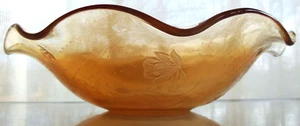 Jeannette Glass Iridescent Floragold Louisa 11 3/4" Ruffled Bowl - Picture 1 of 8