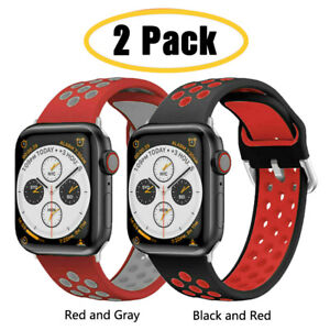 2 PACK Sport For iWatch Serie5 4 3 SE 6 Strap Band For Apple Watch Breathable