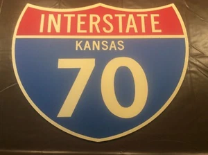 Vintage USA American Road Street Sign Kansas Interstate 70 Americana Mancave  - Picture 1 of 3
