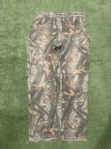 Carhartt B155 CMO Camo Dungaree Fit Canvas Carpenter Pants Tag 34x32 Fits 32x30 - Picture 1 of 9