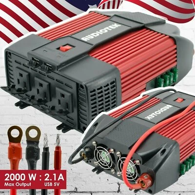 Audiotek 2000W Watt Power Inverter DC 12V AC 110V Car Converter USB port Charger