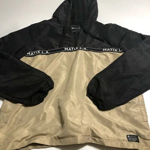 Matix LA Jacket Coat Black Gold 1/4 Zip Hood Size Large Mesh Lining - Picture 1 of 8