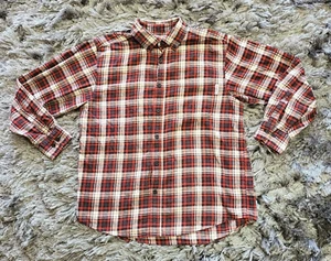 Wolverine Flannel Shirt Men's L Red Plaid Cotton Pleated Long Sleeve Button Down - Picture 1 of 18