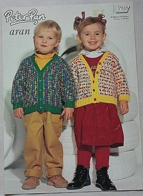 Peter Pan Knitting Pattern P818 -  Childs  Cardigan in Aran - Image 1 of 2