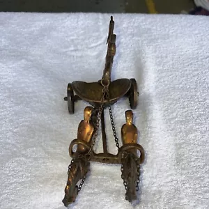 SOLID BRASS CHARIOT & HORSES ORNAMENT/FIGURINE - Picture 1 of 7
