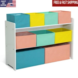 Multi-Bin Toy Organizer Storage Bins Kid Sized Durable Safe Easy Cleanup New - Picture 1 of 8