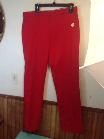 UW VINTAGE WISCONSIN BADGERS PANTS 1980'S ZACARI 40" WAIST RED UW BUCKY 70.'s Cover