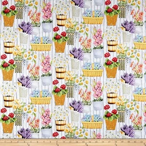 Wall of Flowers Garden Flower Novelty Sewing Quilting Cotton Fabric FQ - Picture 1 of 1