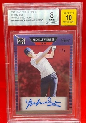 ⛳2023 Leaf Pro Set Michelle Wie West Auto✏️ Purple Spectrum 1/5 BGS 8 w/auto 10; - Image 1 of 2