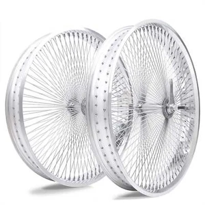 CHROME POLISHED BICYCLE FAT WHEELSET 29" x 4.0 x 140 SPOKES FREEWHEEL/ COASTER - Picture 1 of 10