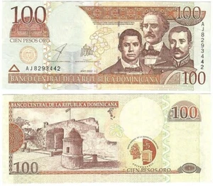 Dominican Republic 100 Pesos Oro 2002 VF P. 175 55th Anniversary of Banco Centra - Picture 1 of 1