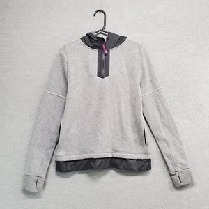 Ivivva Girls Sweatshirt 14 Gray Colorblock Hoodie 1/4 Zip Thumbholes Pocket READ - Picture 1 of 10