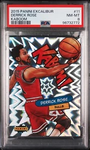 Derrick Rose 2015-16 Panini Excalibur #11 Kaboom Astuccio Hit SSP Card PSA 8 - Foto 1 di 2