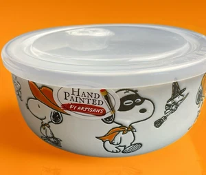 Peanuts Snoopy  Halloween Ceramic Storage Container Vented Lid Food 6" NEW - Picture 1 of 13