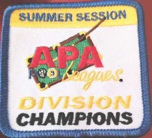 🔥⚡️ APA SUMMER DIVISION CHAMPIONS 🏆 PATCH PATCHES AMERICAN POOLPLAYERS  - Picture 1 of 2