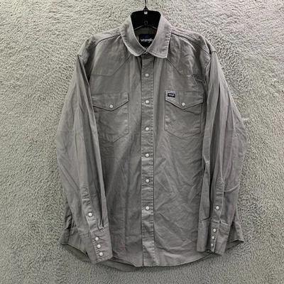 Wrangler Brushpopper Shirt Mens Size Large Button Up Snap Front Gray - Image 1 of 4