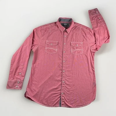 Camisa a Presión BKE Para Hombre Ajuste Estándar Perla Roja a Cuadros, Talla XL, Manga Larga, Occidental Foto 1 de 4