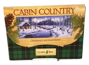Leanin' Tree Cabin Country Christmas 20 Card Assortment Lake Mountains Fireplace - Picture 1 of 7