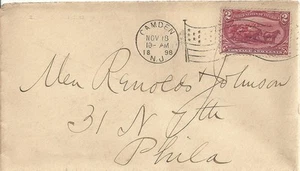 1898 Camden NJ Flag Cancel w/2c Trans Mississippi #286 - Picture 1 of 1
