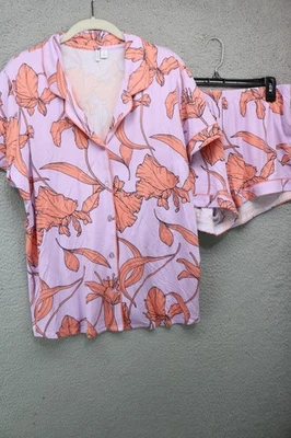 Juego de pijama Nordstrom púrpura y naranja-medio-tropical-playa-cottagecore-suave Foto 1 de 4