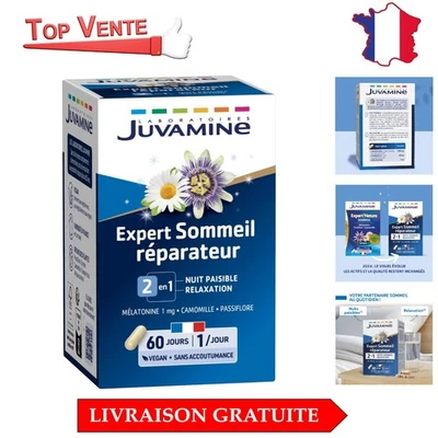 Expert'Nature Sommeil : Mélatonine, Passiflore et Camomille - 60 Gélules Veganes - Photo 1/4