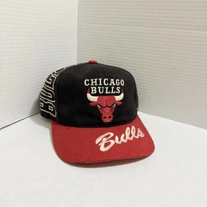 Vintage 90’s Chicago Bulls Brig Script Snapback Adult Black One Size NBA Men’s - Picture 1 of 8