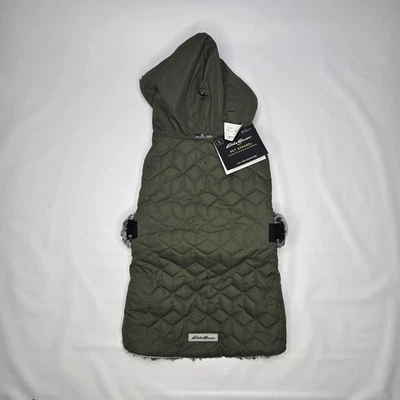 Large Eddie Bauer Hooded Dog Pet Lined Parka Jacket Coat Hood Green Hook & Loop - Image 1 of 4