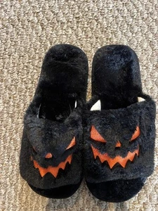 Halloween Jack O' Lantern Women's Slippers Black US Size 7.5-8 (38/39 ) new - Picture 1 of 4