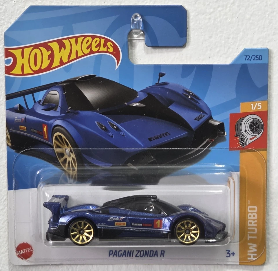Coche fundido a presión Hot Wheels Pagani Zonda R azul 2023 HW Turbo 1,64 envío gratuito en caja Foto 1 de 1