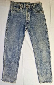 Vintage 1980s Levi’s 505 Jeans Made In USA 1988 34x32 Blue Distressed Acid Wash - Picture 1 of 14
