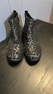 Walking Cradles Black Ankle Booties with Metallic Leopard Print size 9.5| - Picture 1 of 6