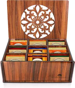 Royalhouse Premium Wood (Hard MDF) Tea Storage Box Organizer (Brown), Eco-Friend - Picture 1 of 11