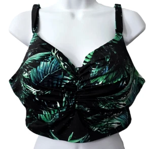 Torrid Swim Bikini Top 14 16 1X Plus D DD Tropical Palm Leaf Adjustable Straps - Picture 1 of 5