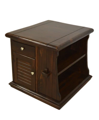 Ethan Allen Antiqued Pine End Table Bookshelf Right Facing #12-8207 ca 1978 - Image 1 of 4