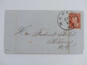 New York: Medina 1852 01/13 #10 gefalteter Briefumschlag an Kanalkommissar - Bild 1 von 4